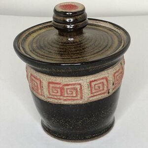 Vintage Aztec Southwestern Lidded Art Pottery Jar